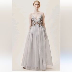 BHLDN Gray Embellished Gown